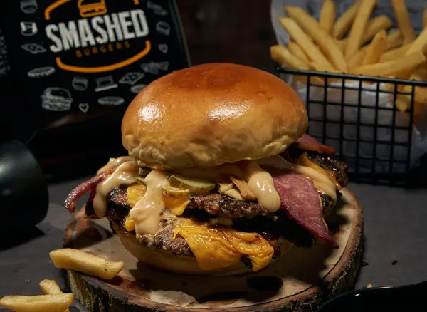 Mustard Drizzled Beef Burger